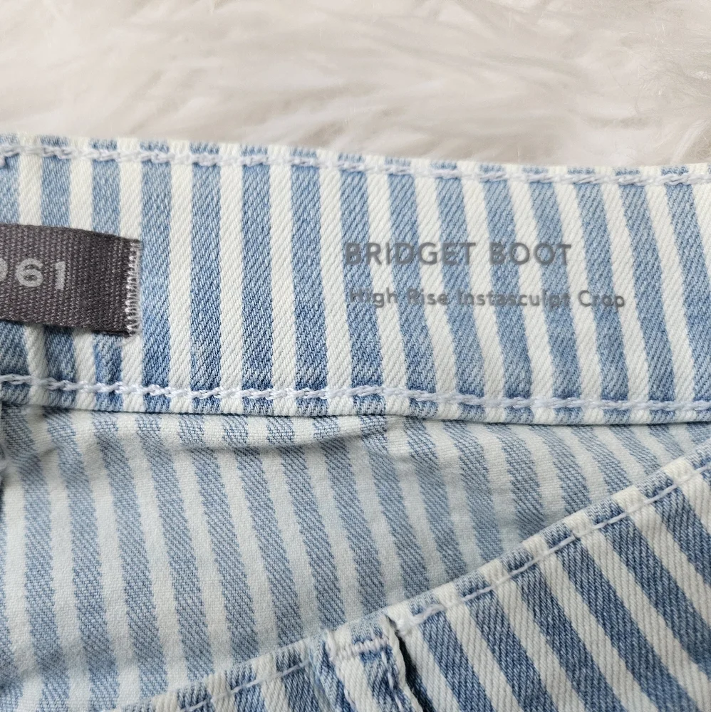 NWT DL1961 'Bridget' Striped Boot High Rise Cropped Jean, Instasculpt Size 32